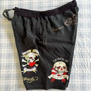 Ed Hardy Drawstring Sweat Shorts with Pockets